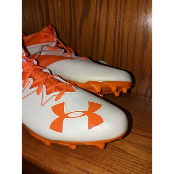 Under Armour Nitro Low Top Football Shoes‎ White/Orange Men\'s Size 15 NWOB